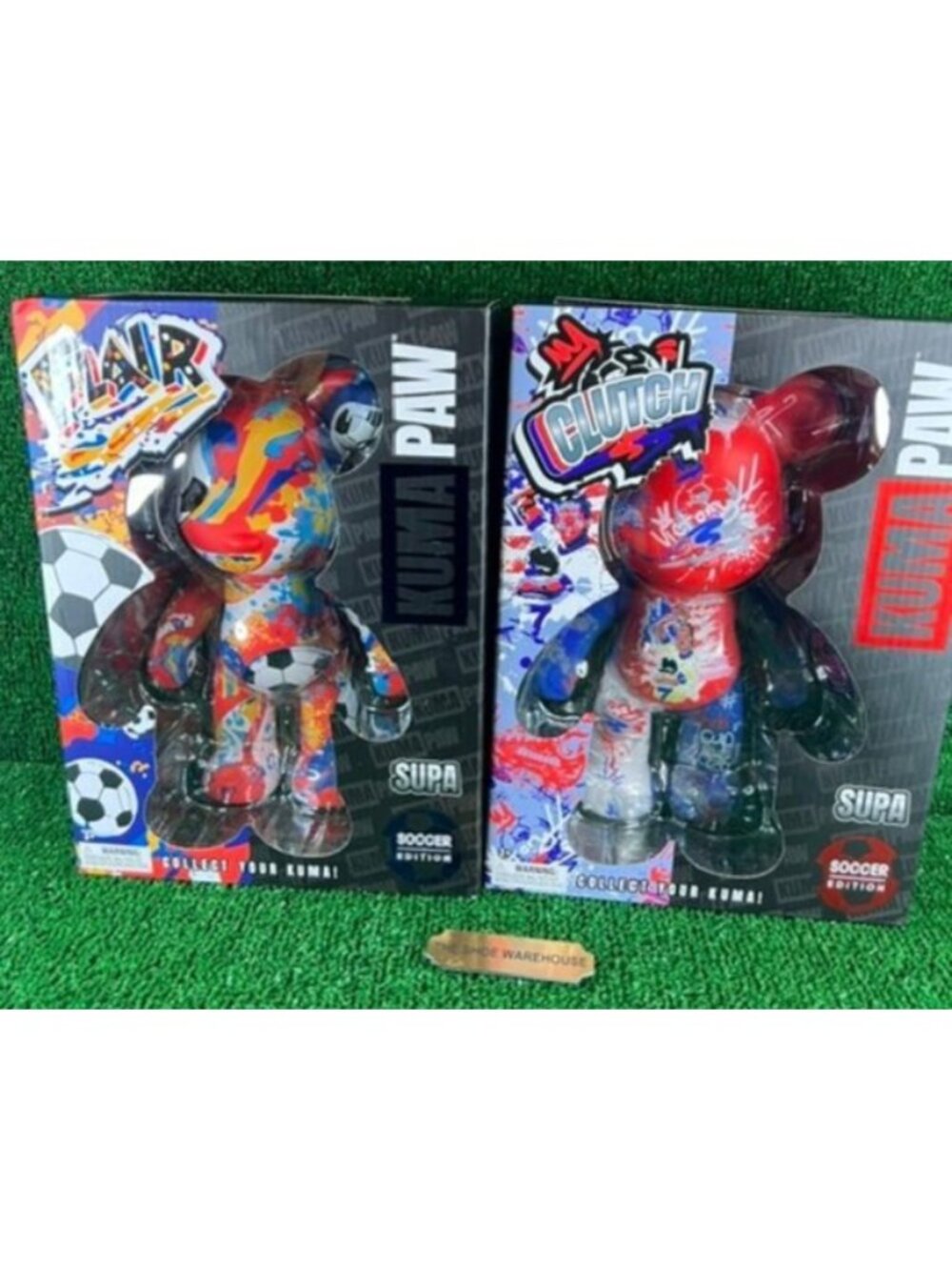 Supa Kuma Paw 9.5" World Cup Soccer Edition FLAIR & CLUTCH Bear Figure SET-2 NEW